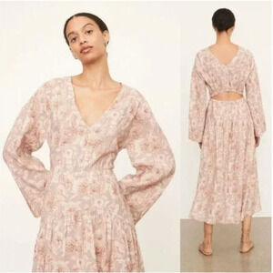 NEW $425 Vince Floral Long Sleeve Cutout Dress